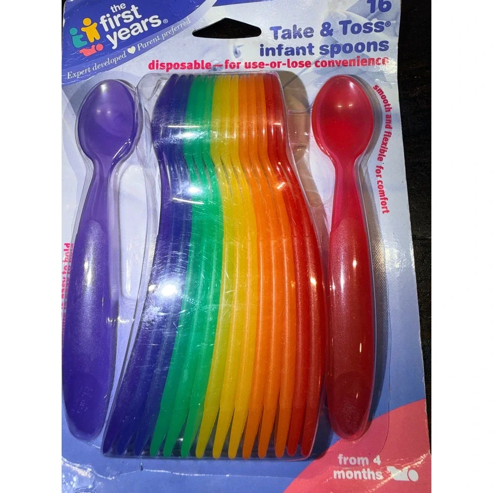 The First Years Take and Toss Infant Spoons 16 Rainbow Colors‎ Disposable